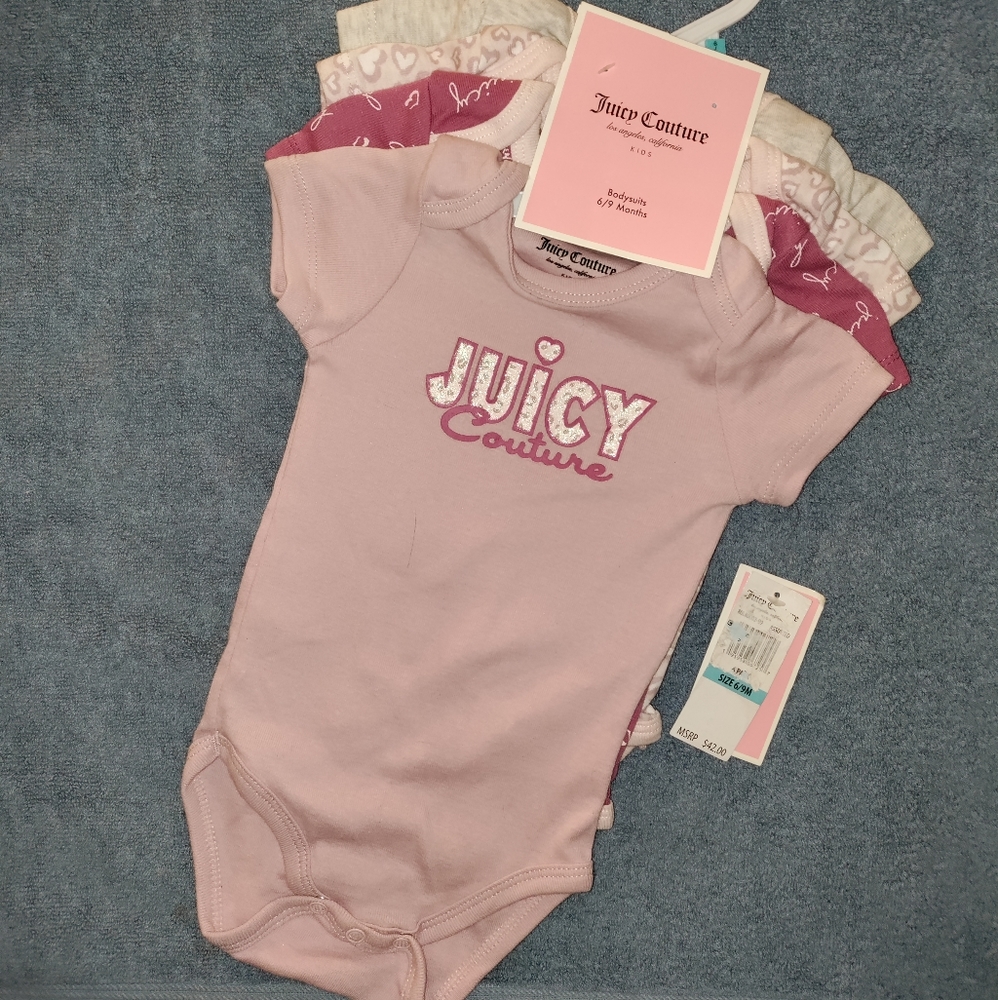 🆕Juicy Couture | 4 pack of BodySuits / Onesies Baby Girl Size 6-9 Months
